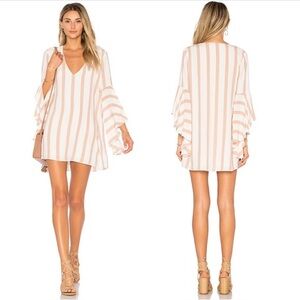 House of Harlow 1960 x Revolve Tallulah White Pink Ruffle Striped Dress Women XS